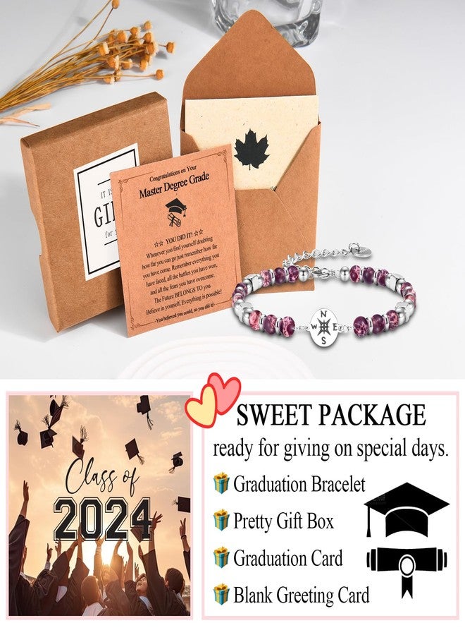 FIEEFX Master Degree Graduation Gifts for Her Women Graduation Gifts Class of 2025 Compass Bracelet Jewelry with Graduation Card for Her Women Daughter Granddaughter Niece Friends - Image 5